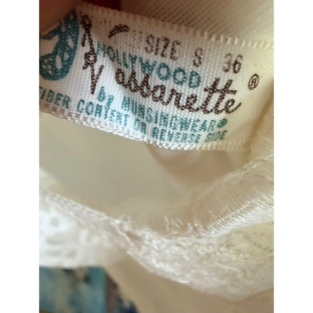 Hollywood Vassarette Vintage Lace Trim Chemise Slip Dress Size S 36